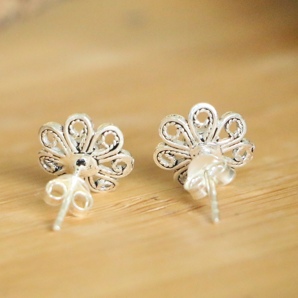 925 Sterling Silver red jade stone Earrings - Picture 4 of 7